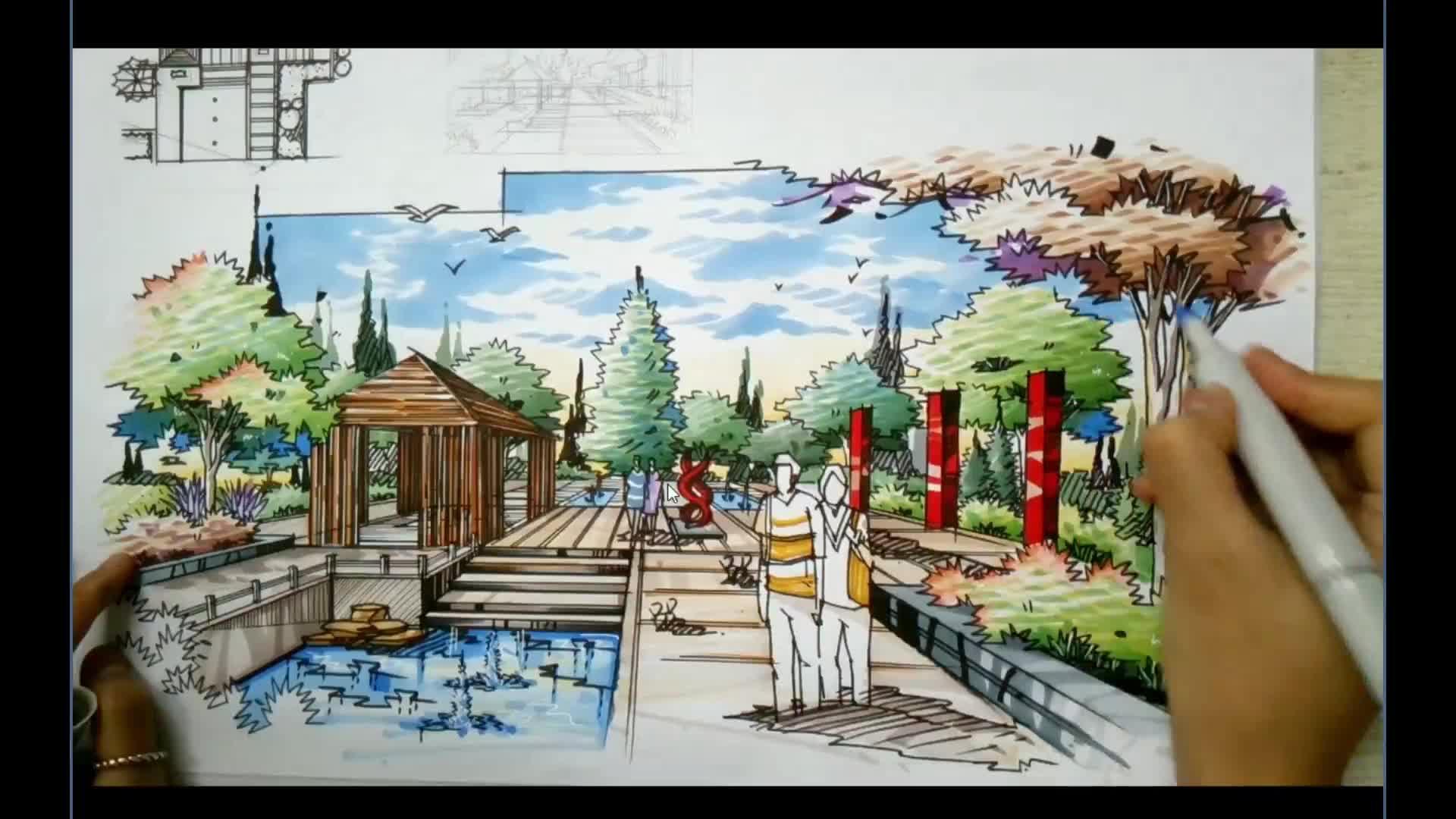 環(huán)境設(shè)計(jì)-景觀設(shè)計(jì)-植物-馬克筆上色 - 